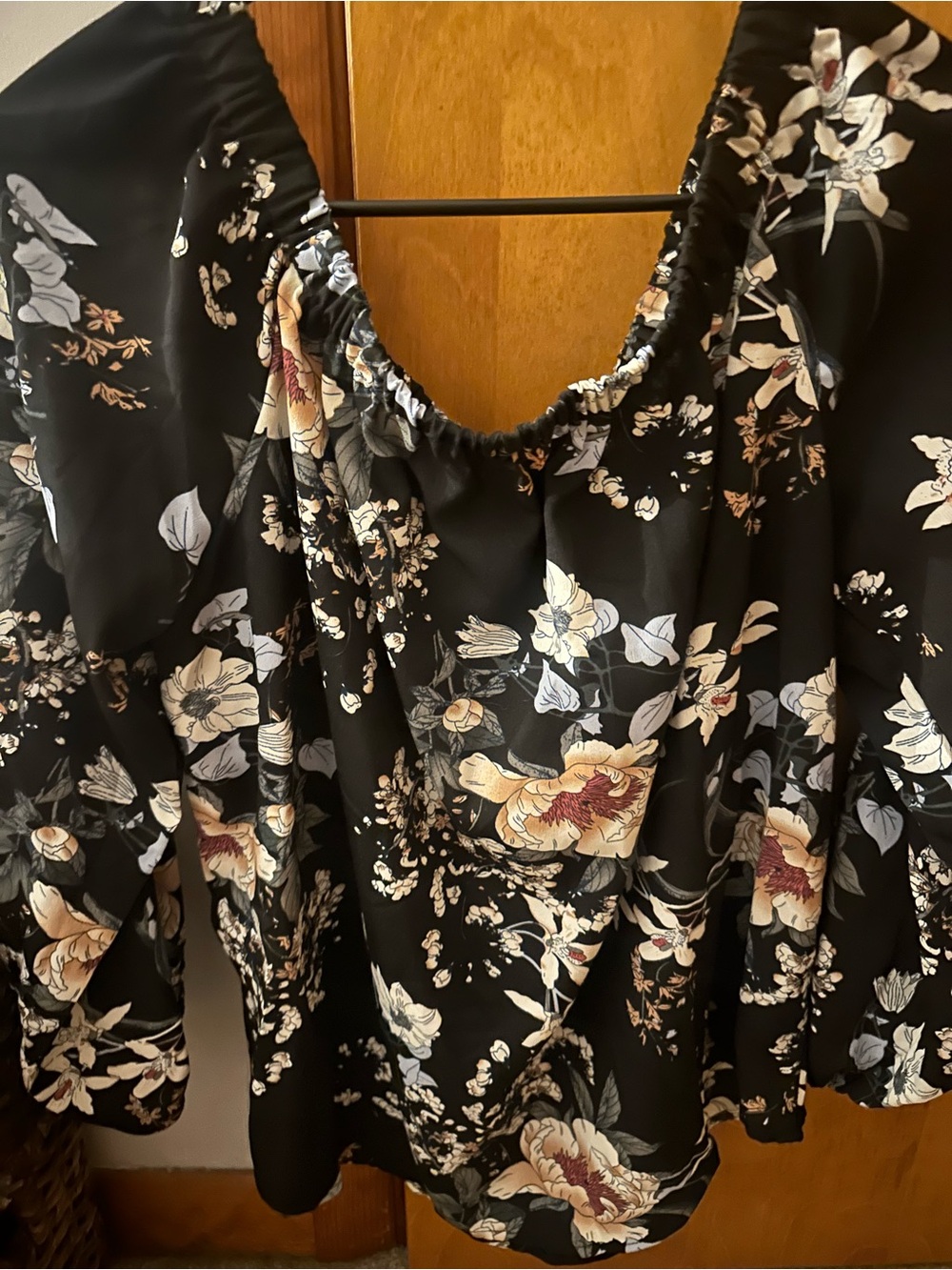 Black Floral Off-Shoulder Women’s Top